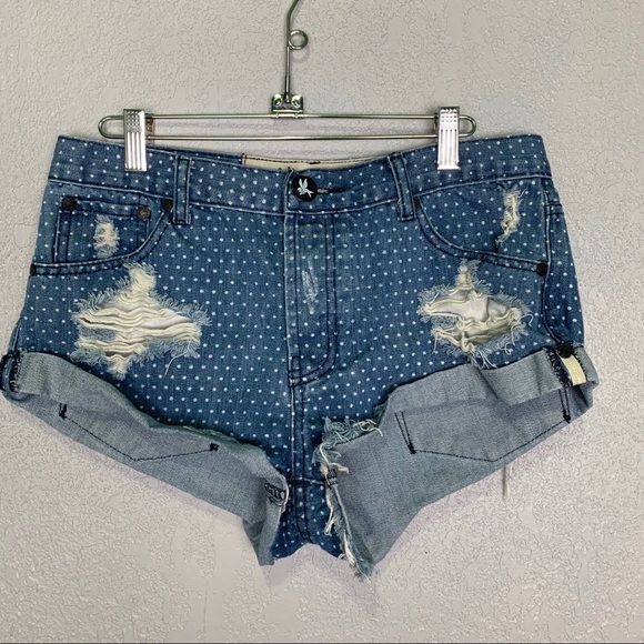 One Teaspoon polka dot destroyed bandit shorts - Picture 1 of 8